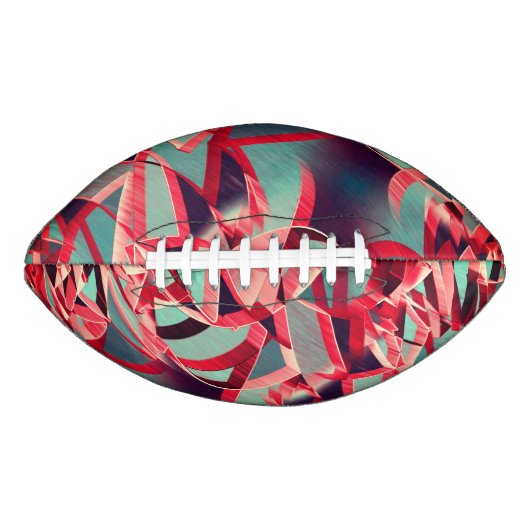 赤い筋が青や灰色の霧雨の多いイメージに映る アメリカンフットボール (正面)