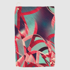 赤い筋が青や灰色の霧雨の多いイメージに映る ゴルフタオル