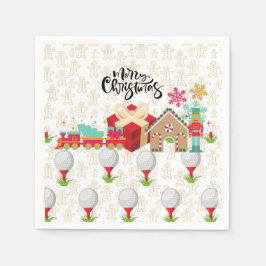 赤い箱にゴルフギフトを入れたゴルフメリークリスマス スタンダードカクテルナプキン