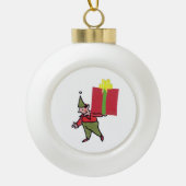 赤い箱のエルフ 陶器のクリスマスボールオーナメント セラミックボールオーナメント (正面)