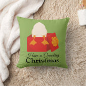 赤い箱の中にクッキングのクリスマスのかわいいアヒルがいる クッション (ブランケット)
