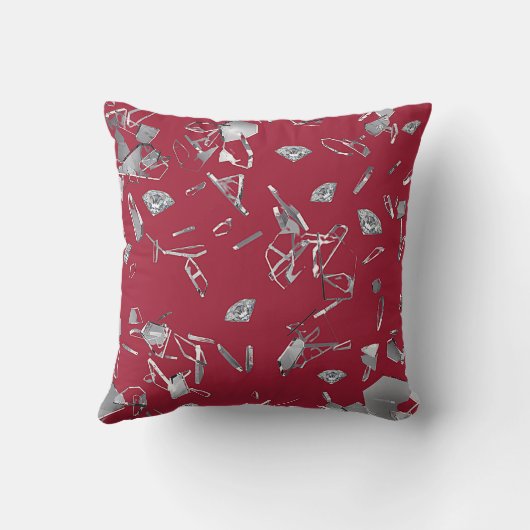 赤い粉々のガラスとダイヤモンドのホームデッキ クッション (裏面)
