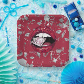 赤い粉々のガラスとダイヤモンド ペーパープレート (パーティー)