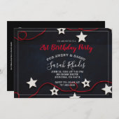 赤い糸と星のスイートでサシィな21歳の誕生日 招待状 (正面/裏面)