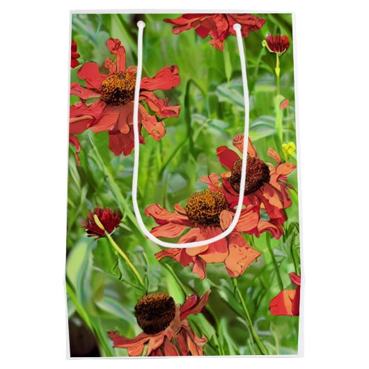 赤い紅色のバーベキア花 ミディアムペーパーバッグ (裏面)