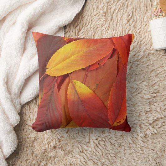 赤い紅葉のクローズアップの山 クッション (ブランケット)