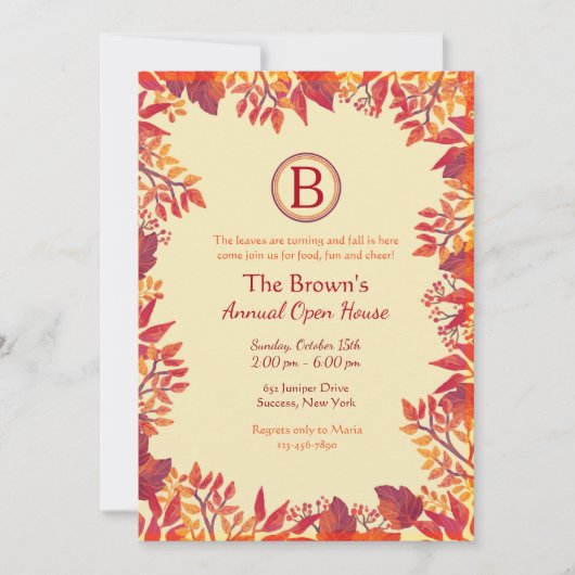 赤い紅葉の招待状 招待状 (正面)