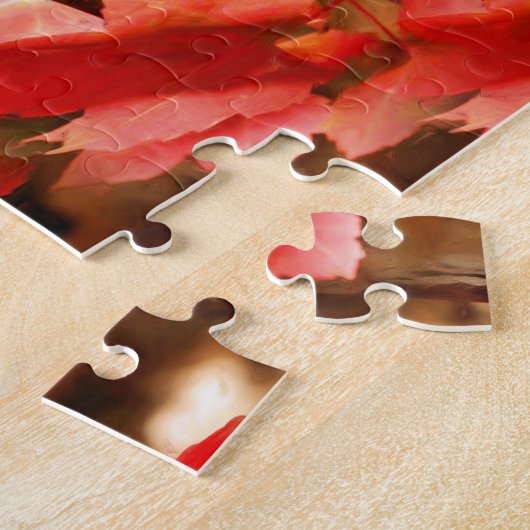 赤い紅葉の自然フレーム写真の追加 ジグソーパズル (側面)