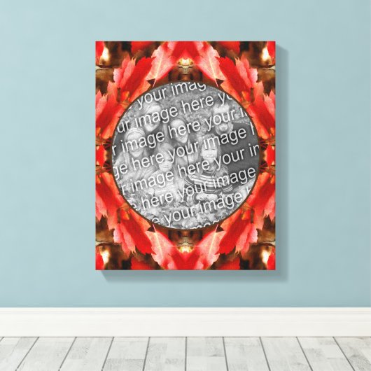 赤い紅葉フレーム自分の写真を作成 キャンバスプリント (インサイチュ (ウッドフロア))