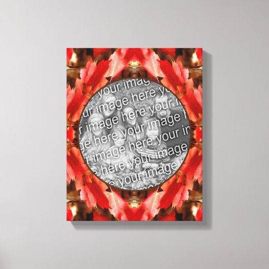 赤い紅葉フレーム自分の写真を作成 キャンバスプリント (正面)