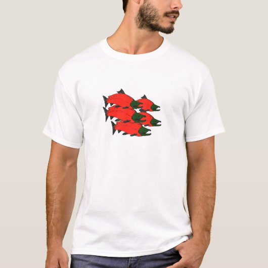 赤い紅鮭の芸術 Tシャツ (正面)
