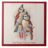 赤い紋付きタイトマウスの鳥セラミックタイル タイル (正面)