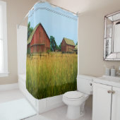 赤い納屋およびOutbuildingsが付いている国分野 シャワーカーテン (インサイチュ)