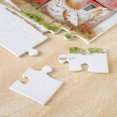 赤い納屋かわいい牛のチキンボーイ誕生日パーティギフト ジグソーパズル (側面)