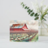 赤い納屋とピスタチオ果樹園 ポストカード (スタンド正面)