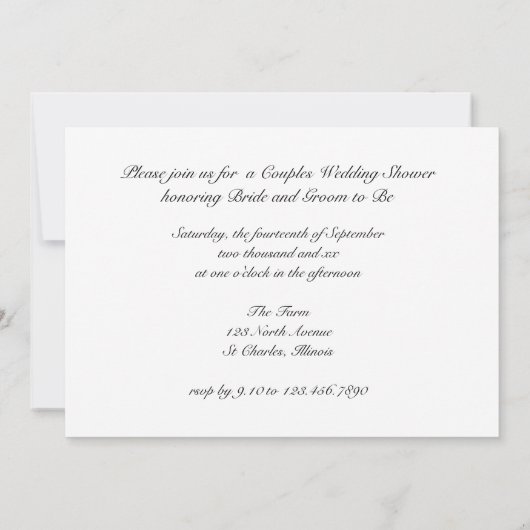 赤い納屋とフェンスのカップル国の結婚式シャワー 招待状 (裏面)