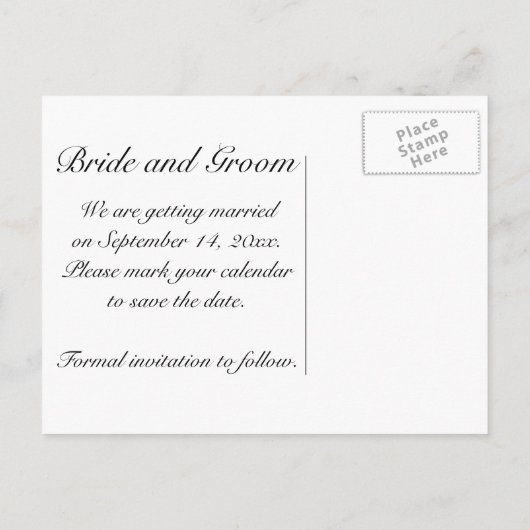 赤い納屋とフェンスの国の結婚式の日付を保存 案内ポストカード (裏面)