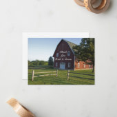 赤い納屋とフェンス国の結婚式ありがとうメモ ノートカード (正面/裏面インサイチュ)