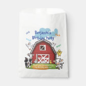 赤い納屋と可愛い農園動物の誕生日パーティー フェイバーバッグ (正面)