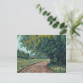 赤い納屋と木々の風光明媚な田舎道 カード (スタンド正面)