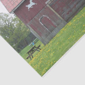 赤い納屋と白い馬のシルエット 薄葉紙 (詳細)