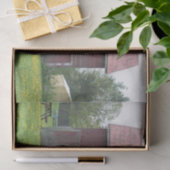 赤い納屋と白い馬のシルエット 薄葉紙 (ギフト)