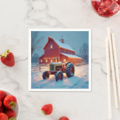 赤い納屋のクリスマスライト スタンダードカクテルナプキン (インサイチュ)