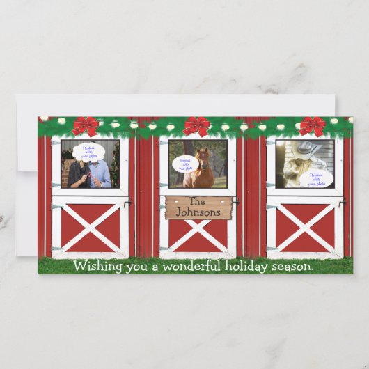 赤い納屋のドア カスタム フォトカード (3ドア) #2 シーズンカード (正面)