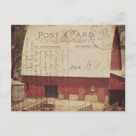 赤い納屋のポストカード デジタルアート ポストカード (正面)