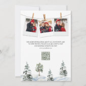 赤い納屋の冬のクリスマスQRコード写真結婚式 セーブザデート (裏面)