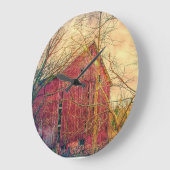 赤い納屋の壁掛け時計 ラージ壁時計 (傾斜)