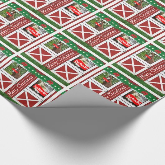 赤い納屋の大戸2の写真のカスタムな国の休日 ラッピングペーパー (角)