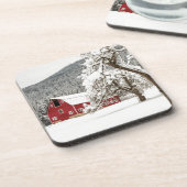 赤い納屋の新雪 コースター (左側)