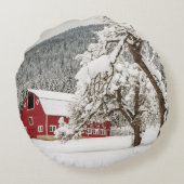 赤い納屋の新雪 ラウンドクッション (裏面)