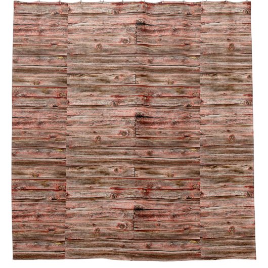 赤い納屋の木のシャワーカーテン シャワーカーテン (正面)