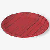 赤い納屋の木製の下見張りの農家 ペーパープレート (アングル)