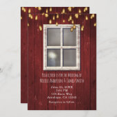 赤い納屋の窓とライトのルーラルスタイルの招待状 招待状 (正面/裏面)