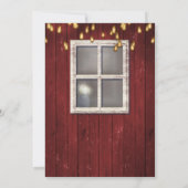 赤い納屋の窓とライトのルーラル招待状 招待状 (裏面)