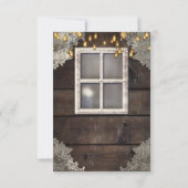 赤い納屋の窓とライトの素朴なテーブルナンバー 招待状 (裏面)