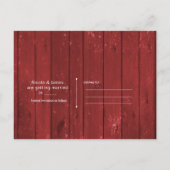 赤い納屋の窓とライトの素朴なSave the Date 案内ポストカード (裏面)