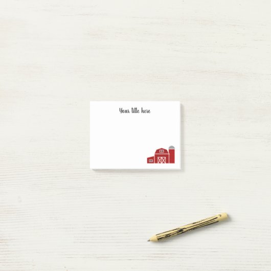 赤い納屋の農家とサイロの注カスタム記 ポストイット (デスク上)