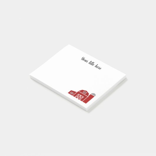 赤い納屋の農家とサイロの注カスタム記 ポストイット (アングル)