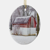 赤い納屋の雪 セラミックオーナメント (右)