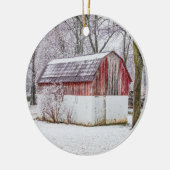 赤い納屋の雪 セラミックオーナメント (左)