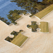 赤い納屋は景色の平頭湖に沿って近く坐ります ジグソーパズル (側面)