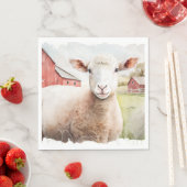 赤い納屋を持つ水色の羊 スタンダードランチョンナプキン (インサイチュ)