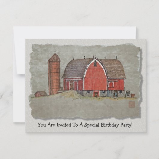 赤い納屋及びサイロ 招待状 (正面)