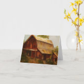 "赤い納屋"の芸術のnotecard カード (黄色い花)