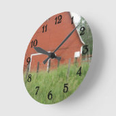 赤い納屋 ラウンド壁時計 (傾斜)