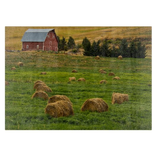 赤い納屋、干し草の俵、アルビオン、パラウス地域2 カッティングボード (正面)